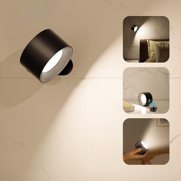 Rechargeable Magnetic LED Wall Lamp with Touch Control and 360° Rotation