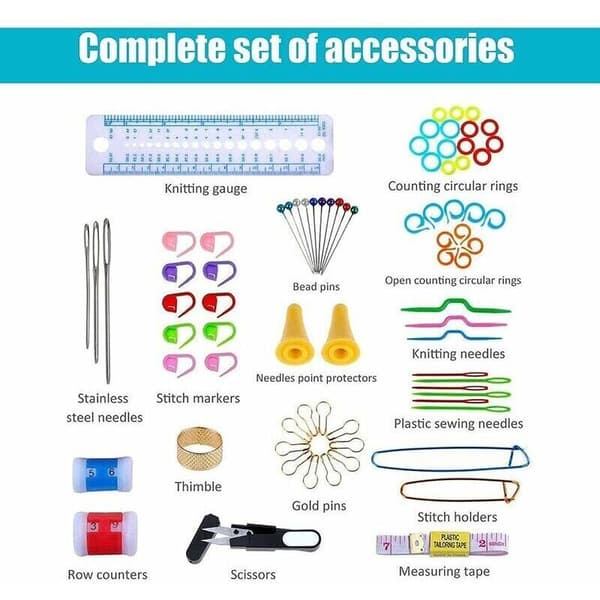 Crochet Hook Set for Beginners - 12 Needles with Mini Bag, Compatible with Knitting Accessories