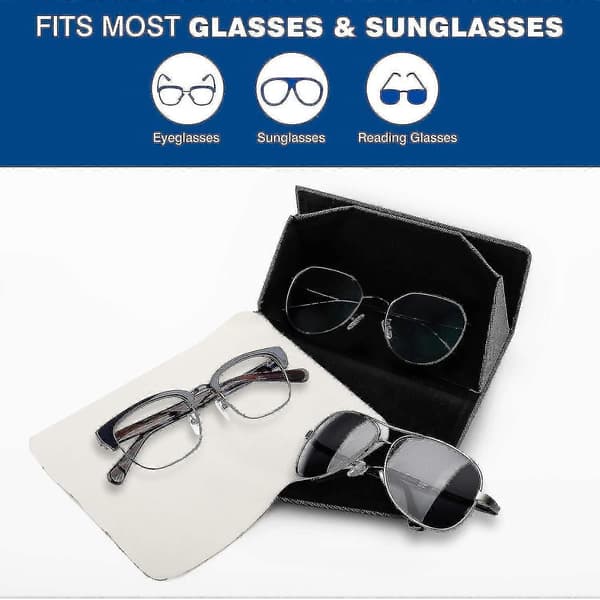Foldable PU Leather Glasses Case - Portable Triangular Sunglasses and Accessory Case Compatible with Men and Women
