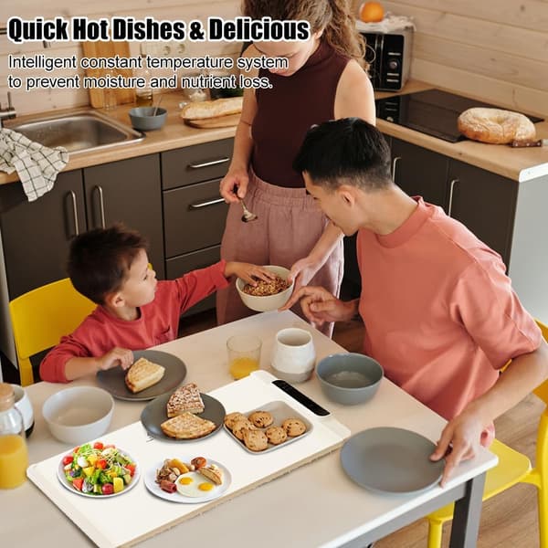 Foldable Electric Warming Mat with 3 Heat Settings - Even Heating Surface - Automatic Shut-off - Portable for Parties & Home Use Beige 45x38 Cm