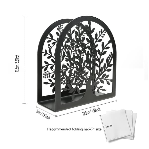 Servietholder til bord, moderne metalservietholder med livets træ-design
