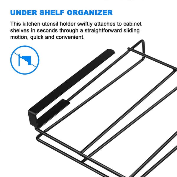 Under Shelf Storage Rack Cutting Board Holder Space Saving Kitchen Organizer Utensil Hanger Hook