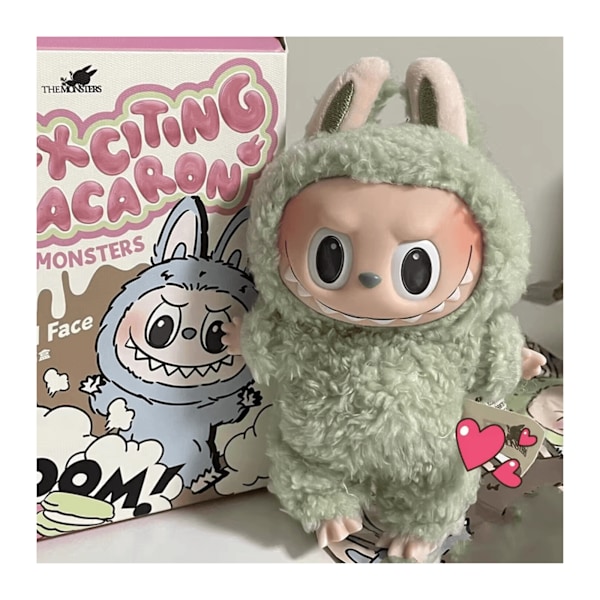 LABUBU Monster Plysj Nøkkelring - Vinyl Ansikt - Veske Charm - Tegneserie Nøkkelring - Trendy Overraskelse Samlefigur (Tilfeldig Stil)