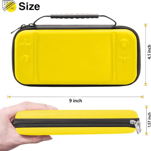 (Gul) 1 stk. Nintendo Switch Lite-etui, hårdt etui til Nintendo Switch Lite-konsol, inklusive 8 spilkort, JoyCon og andet tilbehør.