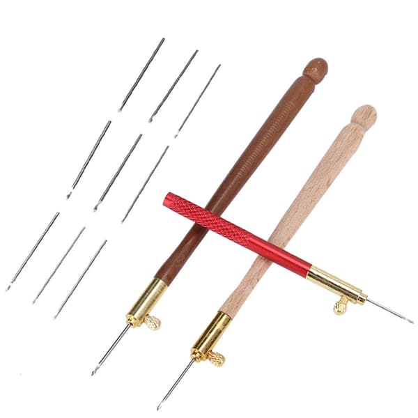 Crochet hook with lock and beads Compatible with embroidery, beading, knitting, DIY sewing tools[LD]