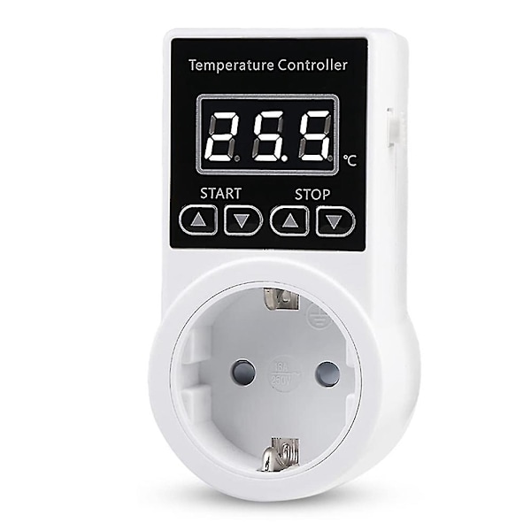 1 st Termostatuttag med Sensor, Digital Temperaturregulator, Vattentät Temperaturswitch EU-kontakt