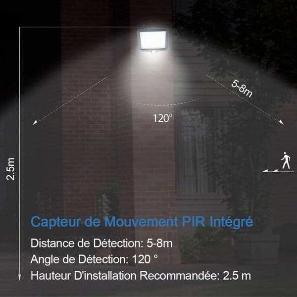 Solcellelampe for utendørs bruk med infrarød bevegelsessensor, LED-spotlight for-FY-