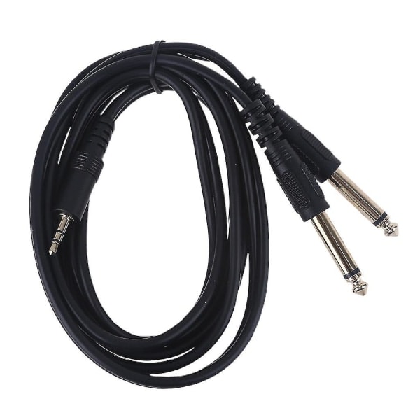 Dobbel 6,35 mm hann 1/4\" monojack til stereo 1/8\" 3,5 mm jack kabel