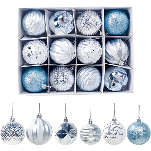 Paket med 12 st julgransprydnader Juldekorationer Presenter Dekorationskulor 6cm12 Förpackade PVC Juldisplaykulor (Färg