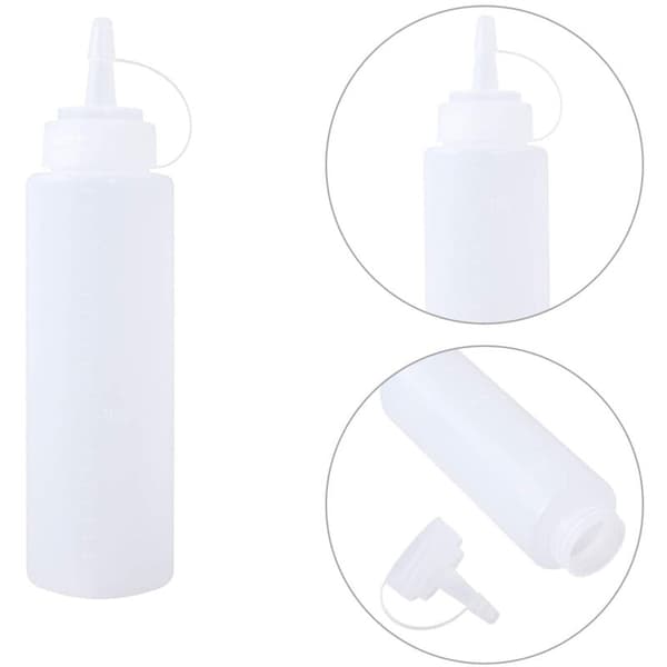 (6-pack) 250 ml Plastflaskor med Trycklock - Perfekta Mätflaskor och Såsdispensrar för Ketchup, Majonnäs, BBQ-sås - Transparenta Flaskor för