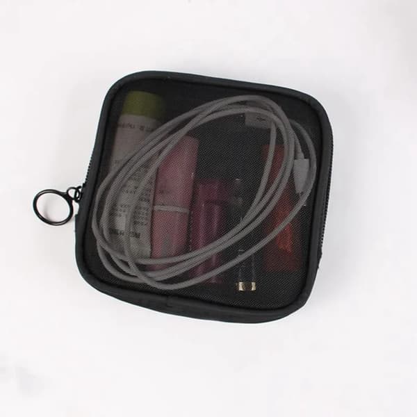 3-pak toilettasker, net-makeuptaske, opbevaringstaske til kvinder, kosmetiktaske i nylon med lynlås, sort