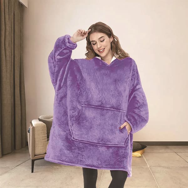 Varm og kald oversized hettegenserteppe (1 stk lilla)