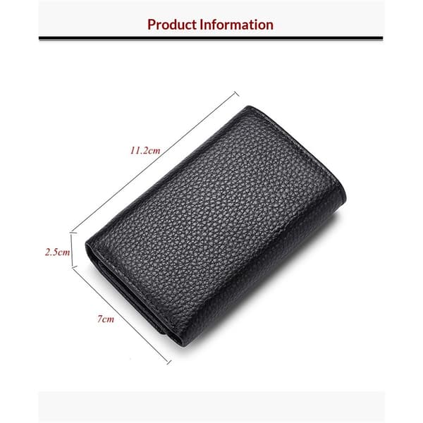 Cowhide Keychain - Car Key Loop Wallet Slim Keychain Pouch - Key Organizer & Women (Black)