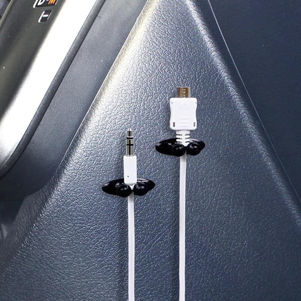 8-pack kabelbindningsklämmor - Svart - Starkt lim - för skrivbord, bil,