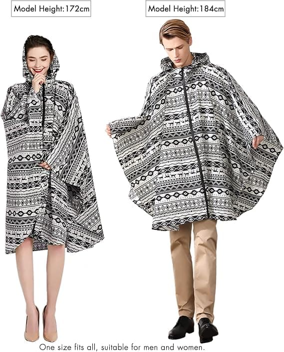 Outdoor Activity - Black and White, Waterproof Ballistic Cape