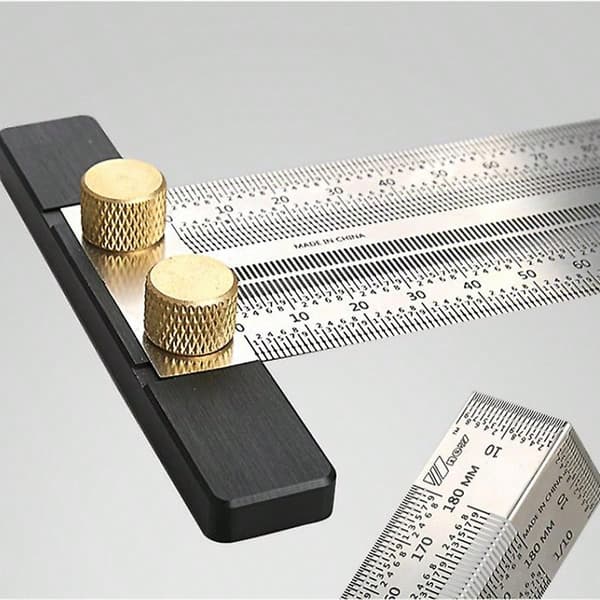 Stainless Steel Marking Ruler, T-shaped Marking Ruler, Precision Ruler, Woodworking Measuring Tool (300 mm)