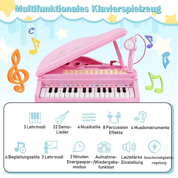 Kids 31-Key Keyboard with Stool, Pink, 35x30x55 cm