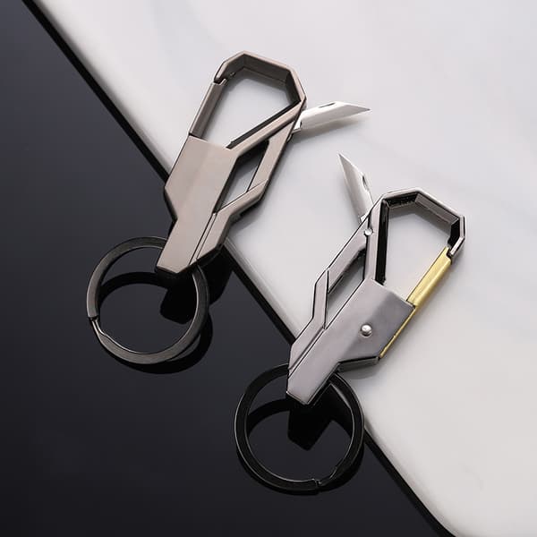 2-pack nyckelringar i zinklegering, reptåliga, coola ringar, spänne, nyckelring, affärspresenter för män