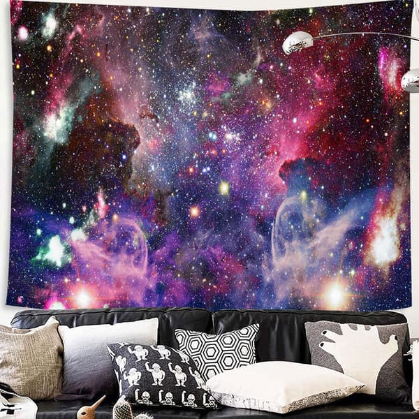 Vægtæppe Lilla Ydre Rum Gobelin Cool Trippy Nebula Univers_OF