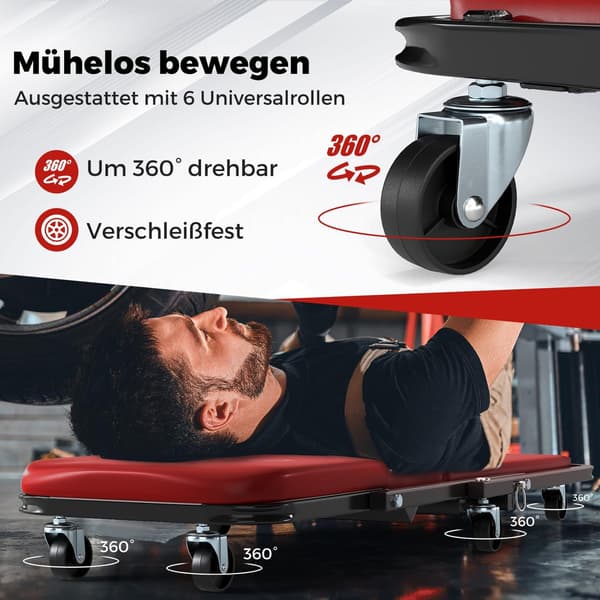 2-i-1-garagevagn med stoppad sits, 150 kg kapacitet