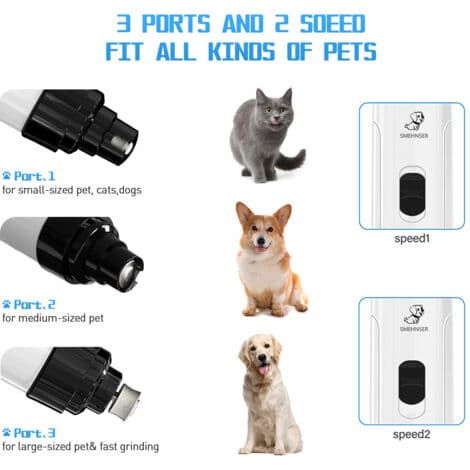 Electric dog nail grinder, 1 piece, pet grooming tool with replaceable head