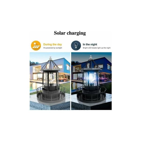 Solcellelamper udendørs have, solcellefyr, solcellelamper LED spotlight 360 graders roterbar, vandtætte dekorative røgtårne til Gar