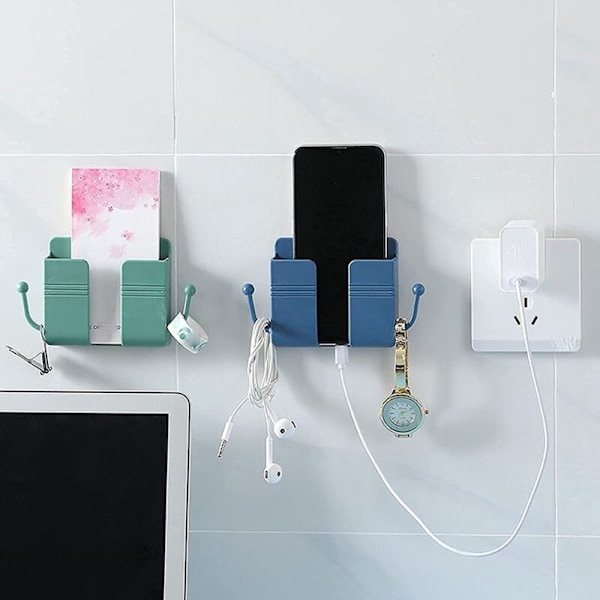 5-pack Multifunktionella Självhäftande Väggmonterade Förvaringsboxar, Organiserare, Hållare för Hemmet, Fjärrkontrollförvaring