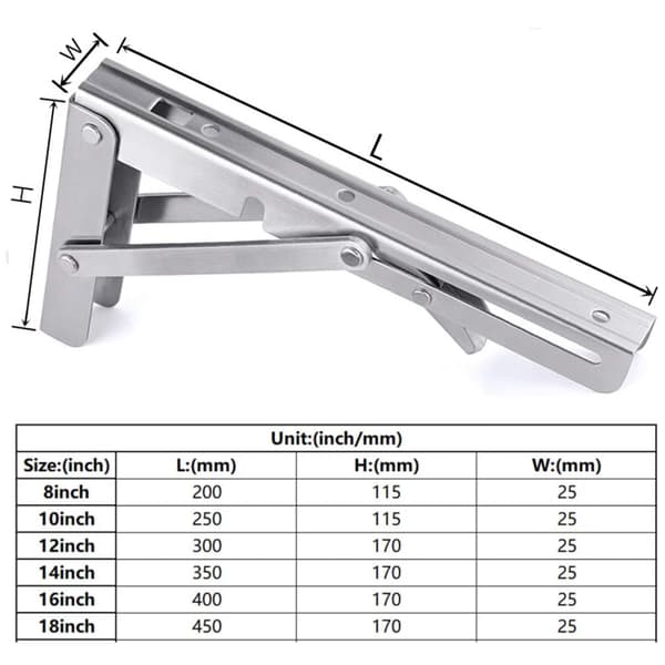 200 mm Folding Bracket, Stainless Steel Folding Console Bracket, Wa