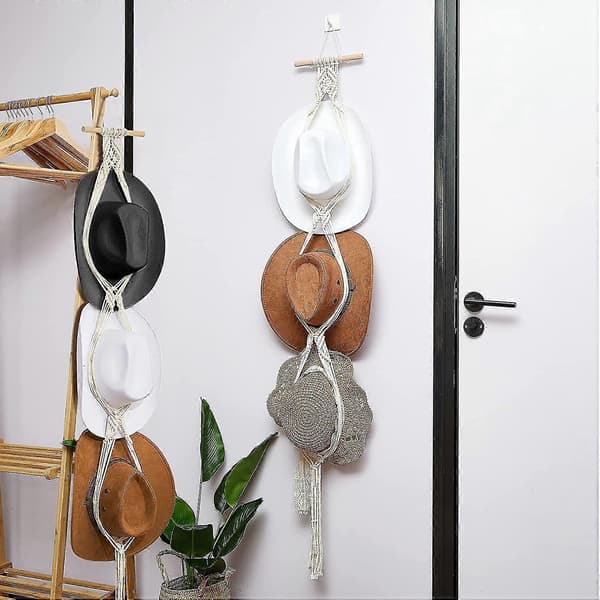 Bohemian Hat Wall Hanging Wooden Hat Hooks Boho Hanger For Wall Mounting Hat Display