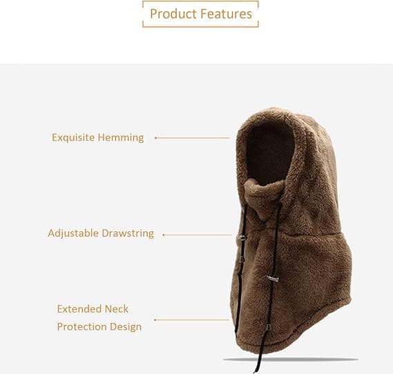 Sherpa-huppu laskettelumaski, fleece-balaclava tuulenpitävä talvimaski