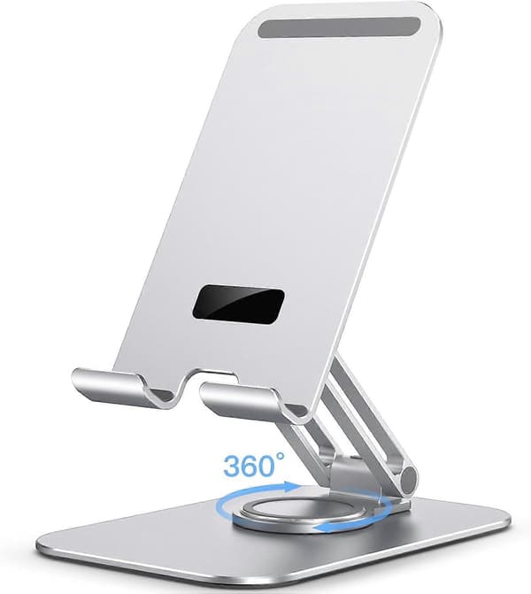 Nettbrettholder, justerbart roterende skrivebordsstativ med 360-graders roterende base, sammenleggbart, Galaxy Tab A8/A7 Lite, a
