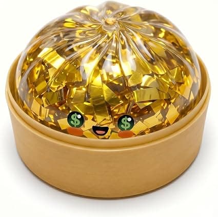 Glitrende Dumpling Squishy med Damperkasse, Blødt Klemmelegetøj til Voksne, Fødselsdags- og Dimissionsgave Style 2