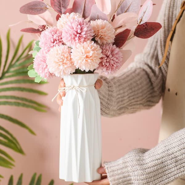 Modern Ceramic Vase for Pampas Grass and Dried Flowers, White Table Decoration
