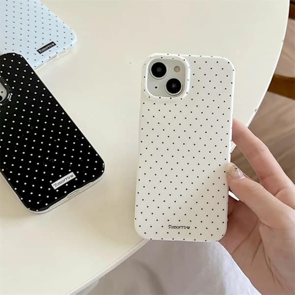 inewateri iPhone 13/14 Case, Cute and Stylish Polka Dot Design, Soft TPU Ultra-Thin Protective Case, White.