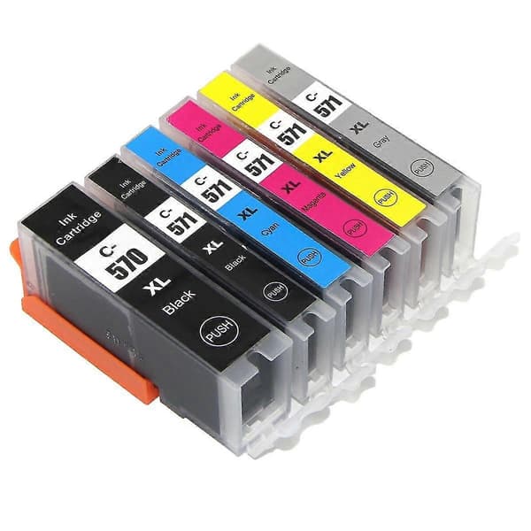 1 Set of 6 Ink Cartridges to Replace Canon PGI-570 & CLI-571 Compatible/Non-OEM from Go Inks (6 Inks)