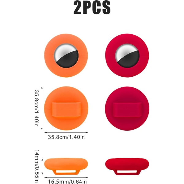 2 stk (oransje, rød) dyrehalsbåndsholdere som er kompatible med AirTag,