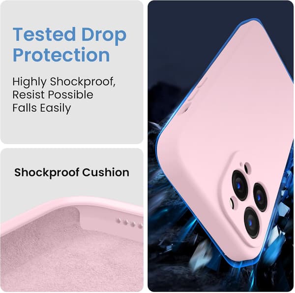 Upgraded Silicone Case [Camera Protection] Case, Soft Anti-Scratch Microfiber Lining Inside, Pink