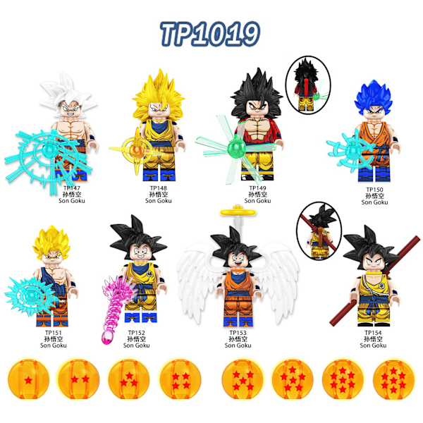 Dragon Ball-serien TP1019 Sun Wukong Saiyan byggklossar figurmontering barnmonteringsleksaker