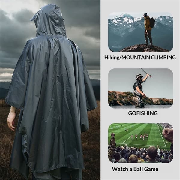 Regnponcho til voksne med hætte, Ponchoer til voksne til camping, vandreture, rejser, udendørs brug