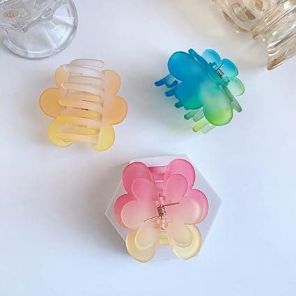 6 Färgade Blomsterklämmor, Medium Storlek Hårclips Blomster Hårtillbehör