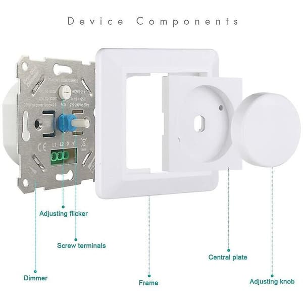 Lysdimmer, 220-240v 5-200w Smart Knappbryter og Dimmere Lysdimmer