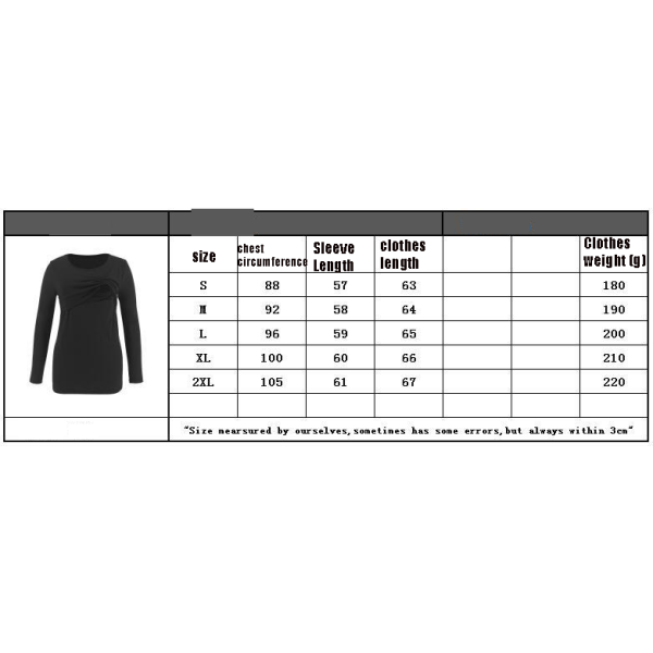 Uusi äitiysvaatteet pitkähihainen pyöreä kaula-aukko kaikki vuodenaika pohja imetys T-paita - musta M