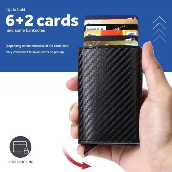 Card Holder - Carbon Fiber - Automatic Pop-up - Black