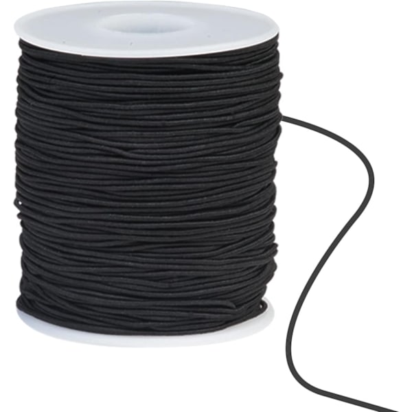 100m Elastisk Snøre 1mm Elastisk Snøre Håndverkssnor Elastisk Tråd for Armbånd og Håndverk Svart