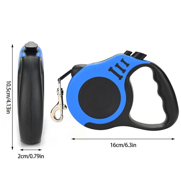Retractable Dog Leash, Extendable with Non-Slip Handle & Adjustable Leash, 5m Nylon Tape, One-Hand Brake, Pause Lock (Blue)