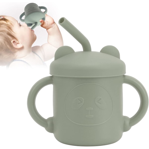 5 stk. Baby Sippy Cups med lett grep, tykk, slitesterk, sølsikker, lærings- og treningssilikonbeger for babyer, gul