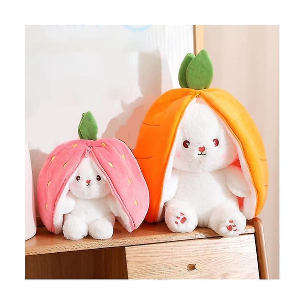 Cute Rabbit Doll, Children's Gift, Strawberry Rabbit Transformed into Rabbit, Fruit Doll Plush