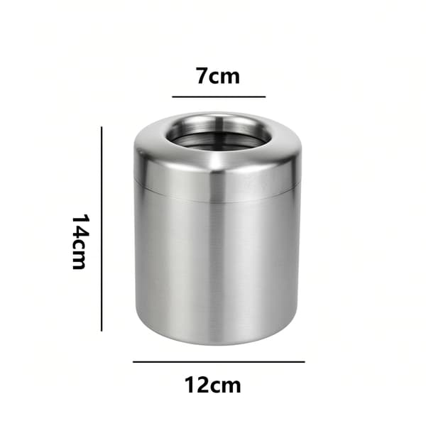 Covered Trash Cans, Brushed Stainless Steel Trash Cans, Cylindrical Trash Cans, Bathroom (Silver)