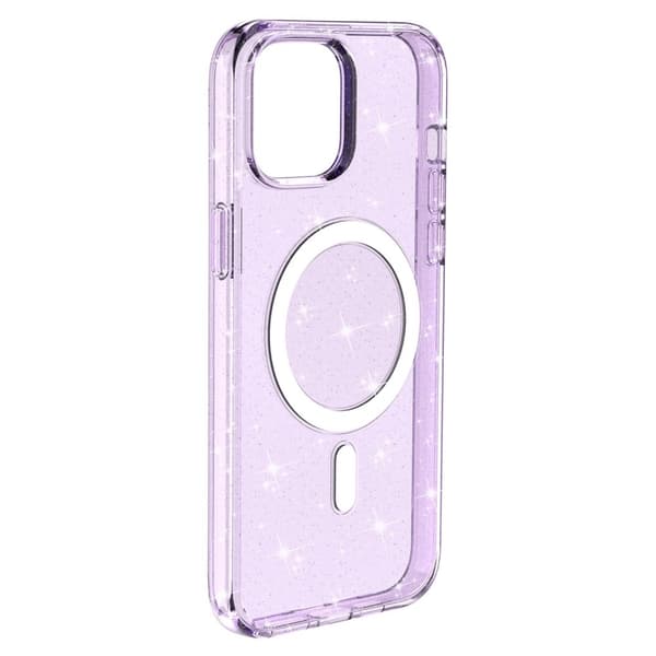 Glitter MagSafe Cover iPhone 14 Transparent Lilla
