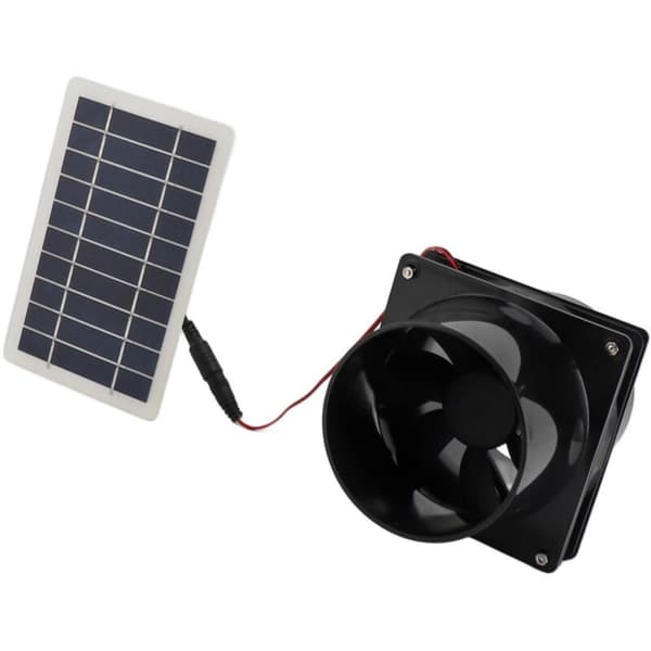 10W 12V Soldrevet Udsugningsventilator til Runde Rør ABS Solpanel Ventilatorsæt til Kæledyrshus Hønsehus Autocamper Drivhus